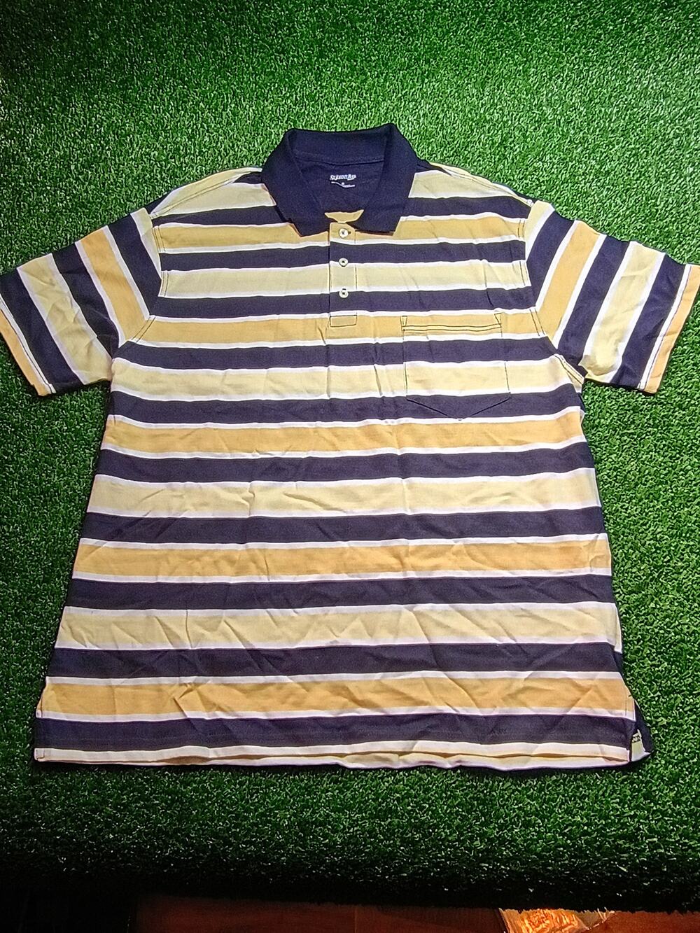 St. John's Bay Men's XL Yellow and Navy Blue Polo Shirt
